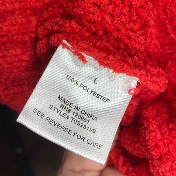 Hippie Rose Red Turtleneck Sweater Size Large - Picture 5 of 6